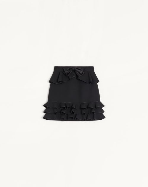 Valentino Falda Corta De Crepe Couture Con Volantes Mujer Negro 38
