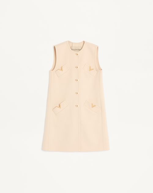 Valentino - Compact Drap Gilet - Birch - Woman - Coats And Outerwear