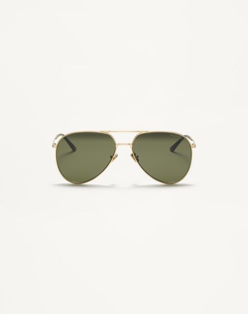 Valentino Metal Aviator Frame Unisex Gold/green 60 In Gold/green