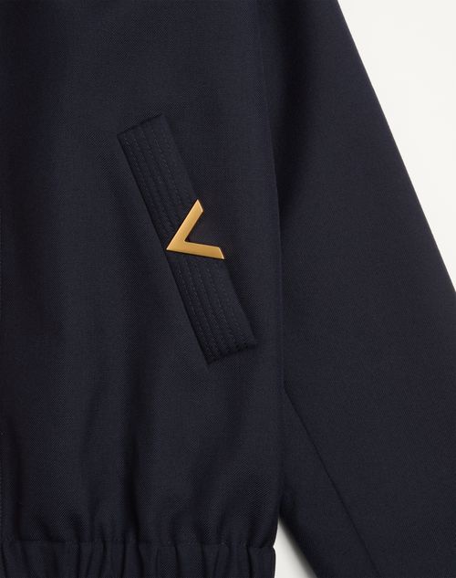 Valentino - Valentino Nylon Bomber With Vgold On Side Pockets - Navy - Man - Outerwear