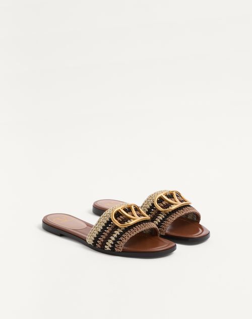 Valentino Garavani - Vlogo Signature Slide Sandal With Crochet Embroidery - Multicolor - Woman - Slides And Thongs
