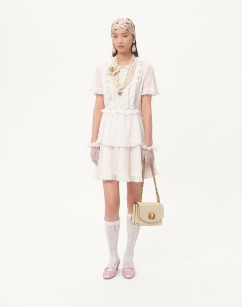 Valentino - Robe Courte Brodée En Organza - Gardénia - Femme - Robes