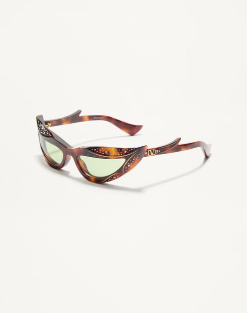 Valentino - Occhiale Cat-eye In Acetato - Havana/verde - Unisex - Occhiali