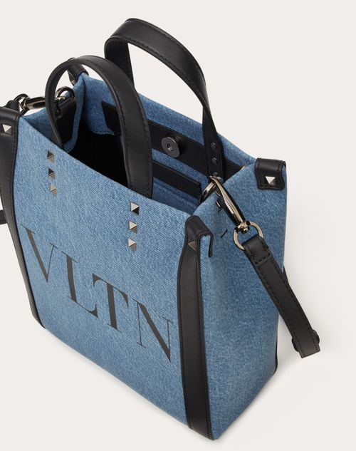 Valentino Garavani - Mini Vltn Denim Shopper - Denim/black - Man - Totes