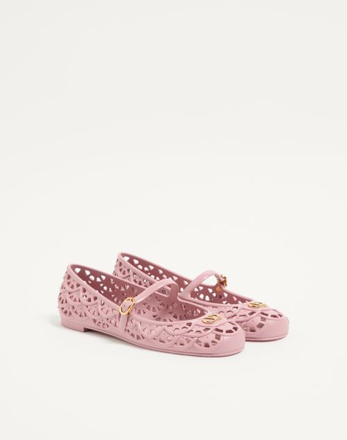 Valentino Garavani - Ondette Rubber Ballerina With Scallop Pattern 05mm - Pink - Woman - Ballerinas