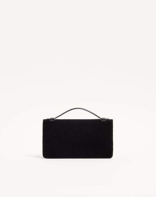 Valentino Garavani - Valentino Garavani Vlogo Signature Chain Wallet In Velvet - Black - Woman - Clutches