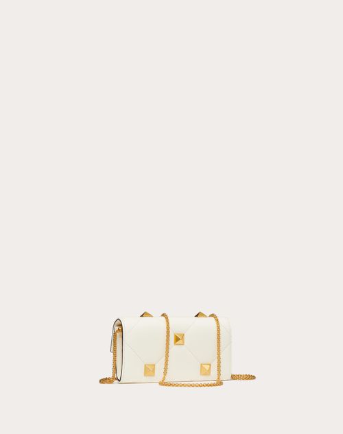 Valentino Garavani - Roman Stud Wallet In Nappa Leather With Chain - Ivory - Woman - Wallets And Small Leather Goods
