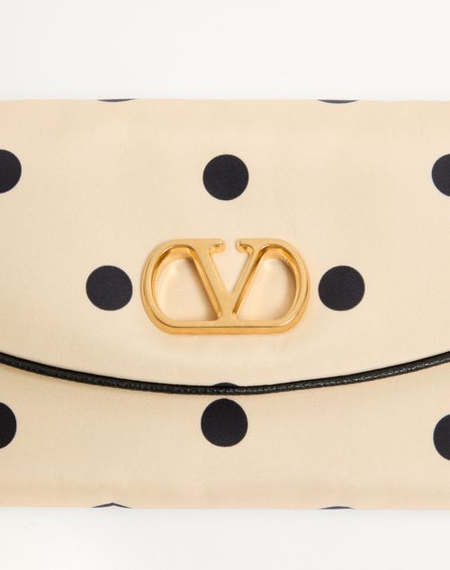 Valentino Garavani - Valentino Garavani Devain Small Shoulder Bag In Moiré Plus De Pois Fabric - Butter/black - Woman - Shoulder Bags