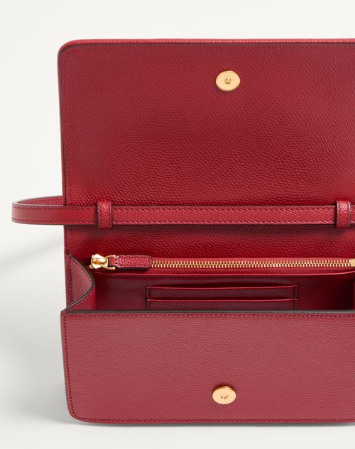 Valentino Garavani - Vlogo Signature Mini Shoulder Bag In Denim With Cherryfic Embroidery - Denim/multicolour - Woman - Clutches