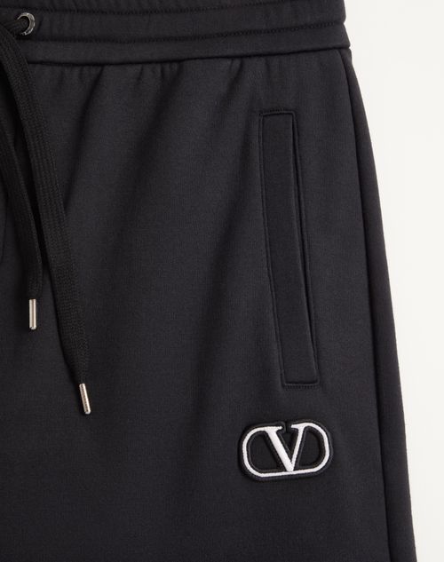 Valentino - Technical Cotton Bermuda Shorts With Vlogo Signature Patch - Black - Man - Pants And Shorts