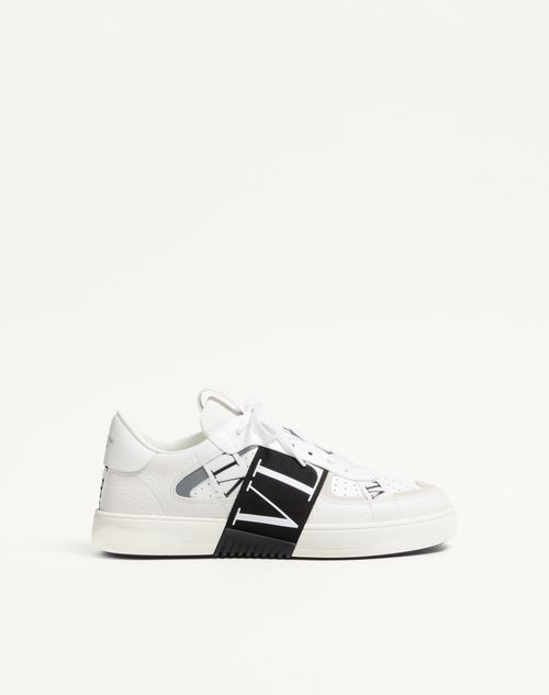 Valentino Garavani Low-top Calfskin Vl7n Sneaker With Bands Man White/ Black 48