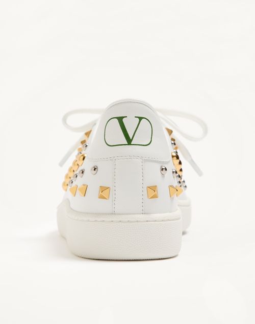 Valentino Garavani - Royco Trainer In Nappa Calfskin With Stud Detail - White/gold/silver - Man - Sneakers