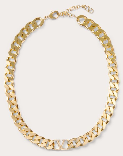Valentino Vlogo Signature Curb Chain Necklace In Gold