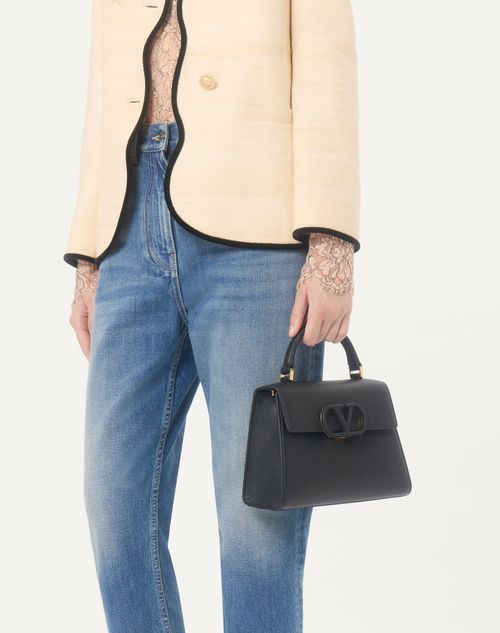 Valentino Garavani - Valentino Garavani Vsling Small Handbag In Grainy Calfskin - Black - Woman - Top Handle Bags
