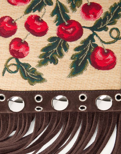 Valentino Garavani - Valentino Garavani Nellcôte Small Shoulder Bag In Jacquard Raffia With Cherryfic Pattern - Multicolour/testa Di Moro - Woman - Shoulder Bags