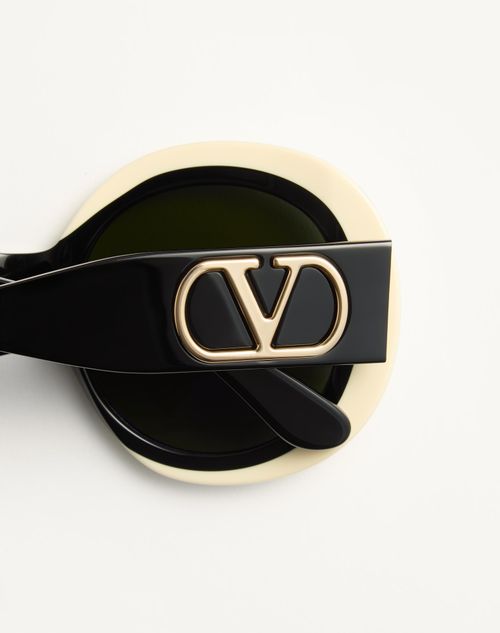 Valentino - Dramatic Round 1960s Acetate Eyewear - Black/ivory - Woman - Eyewear