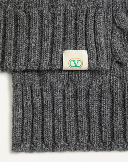 Valentino Garavani - Sciarpa Valentino In Lana - Grigio Scuro - Uomo - Accessori Tessili