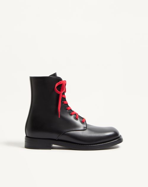 Valentino Garavani - Punx Calfskin Combat Boot - Black - Man - Boots