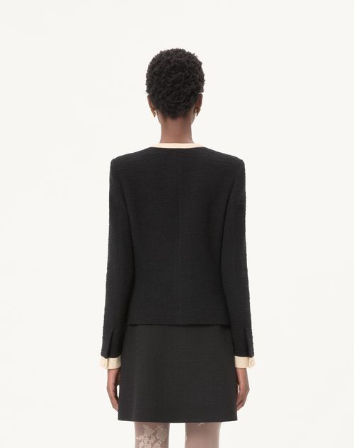 Valentino - Plain Wool Tweed Jacket - Black - Woman - Jackets And Blazers
