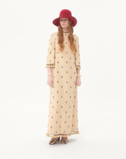 Valentino - Long Dress In Embroidered Rustik Silk - Birch - Woman - Gowns