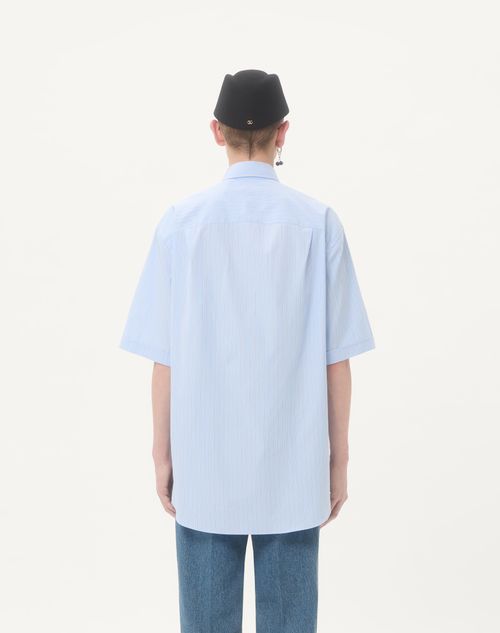 Valentino - Embroidered Cotton Shirt - Sky Blue - Man - Shirts