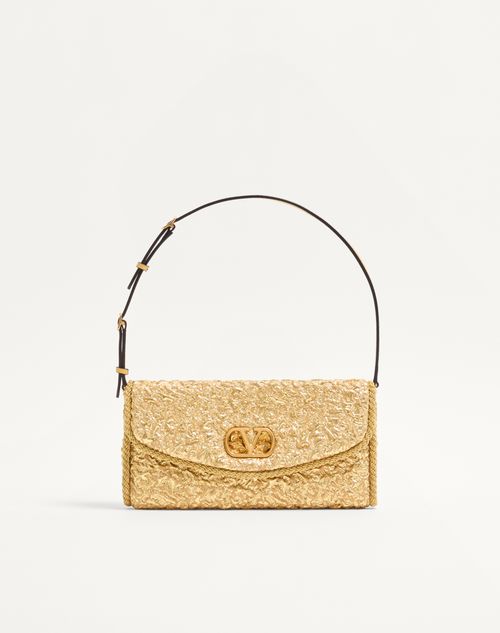Valentino Garavani - Valentino Garavani Devain Small Shoulder Bag In Cloqué Jacquard Fabric. - Gold - Woman - Shoulder Bags