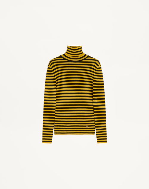 Valentino - Striped Wool Sweater - Black/yellow - Woman - Knitwear