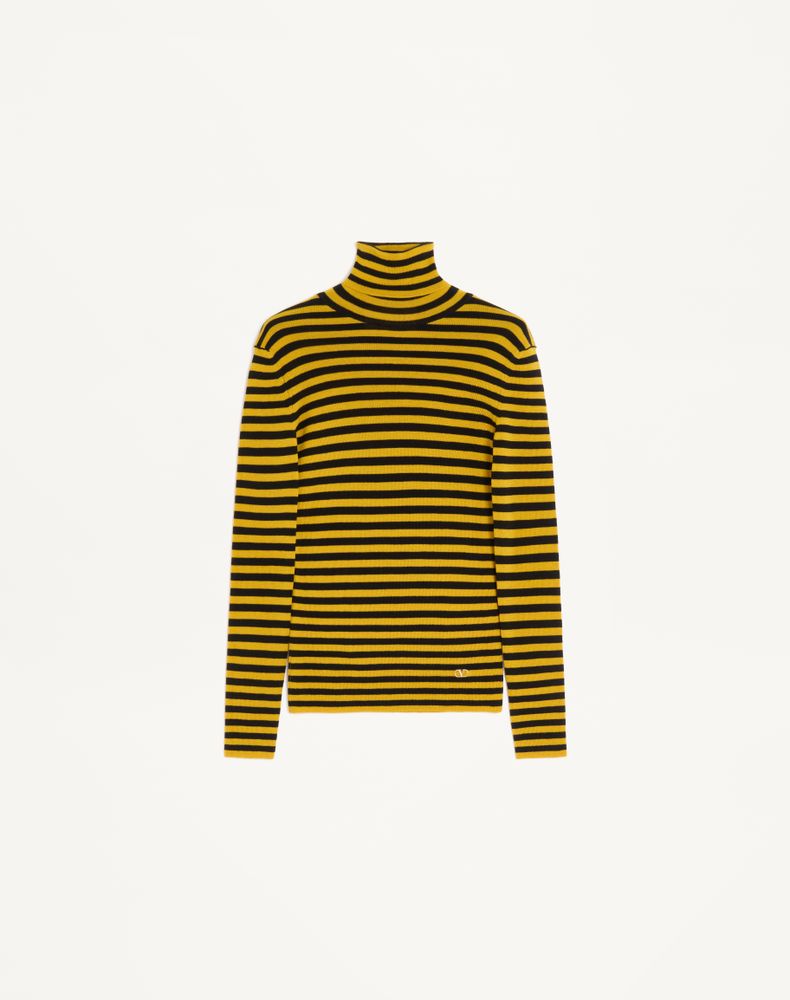 Valentino Women's Black/Yellow Striped Wool Jumper Woman Xs