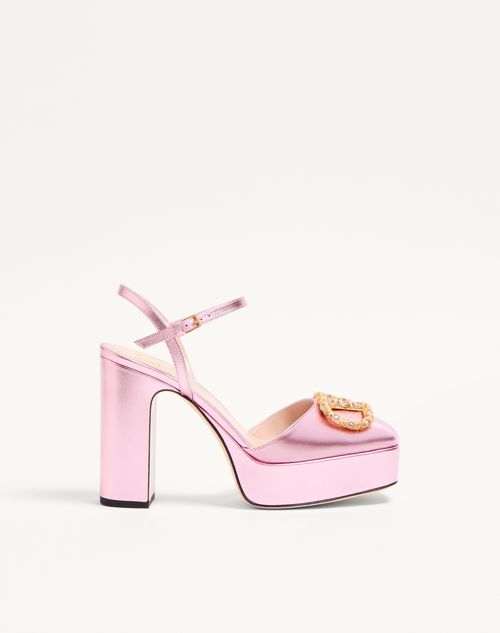 Valentino Garavani - Vlogo Signature Platform Pump In Laminated Nappa 115mm - Giacinto/violet - Woman - Pumps