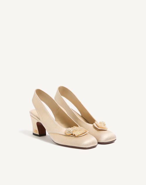 Valentino Garavani - Adamantine Slingback Pumps In Glitter Fabric 60mm - Antique Brass - Woman - Pumps