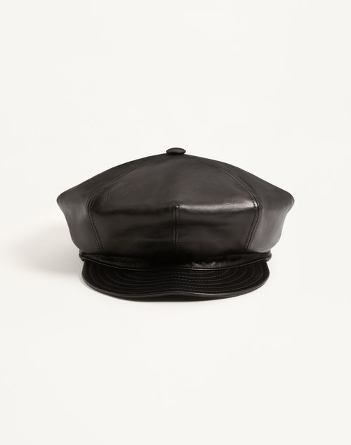 Valentino Garavani Valentino Garavani Vlogo Signature Leather Cap Woman Black 58