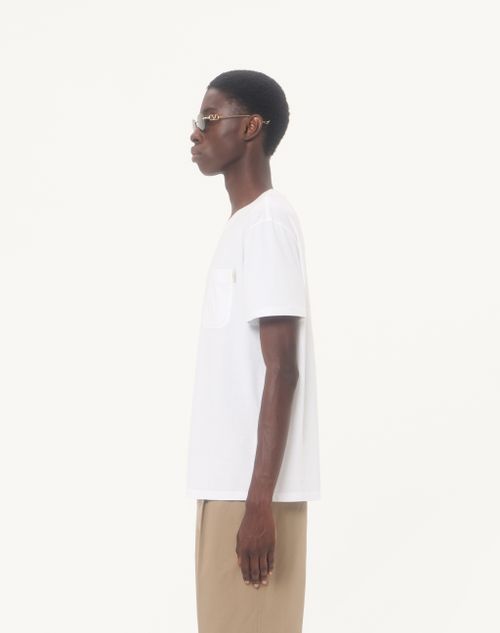 Valentino - ヴァレンティノ Vロゴ シグネチャーラベル コットンピケ Tシャツ - ホワイト - メンズ - Tシャツ & スウェット