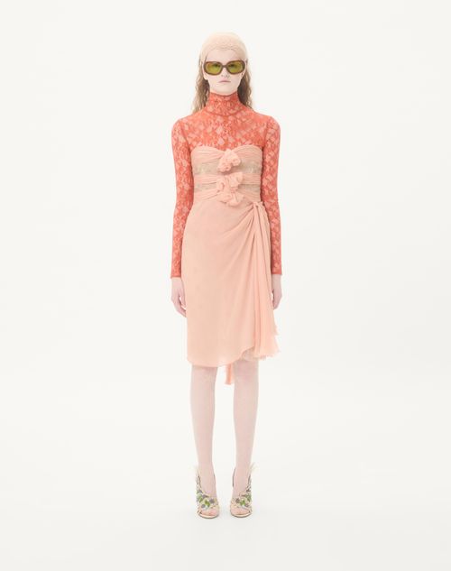 Valentino - Crepponne Chiffon Dress - Swirl Pink/gold - Woman - Dresses