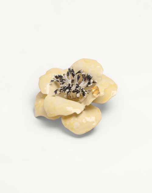 Valentino Garavani - Valentino Garavani Fleur Lumineuse Tie Clip In Metal, Enamel And Fabric - Gold/ivory/multicolour - Man - Jewellery