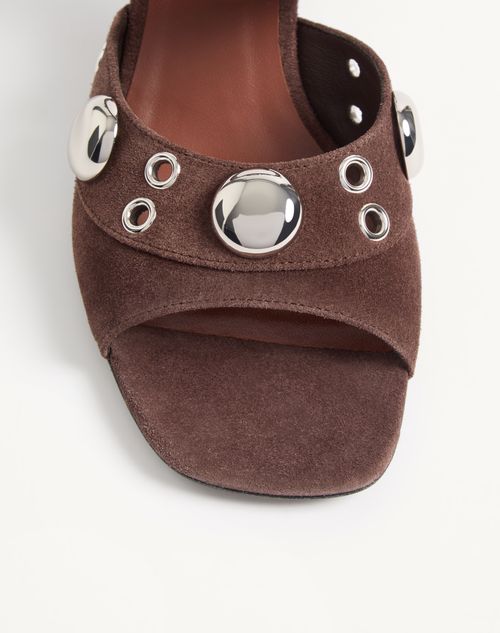 Valentino Garavani - Nellcôte Slide Sandal In Split Leather 75mm - Brown - Woman - Sandals
