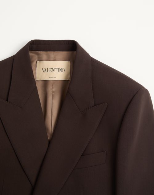 Valentino - Valentino Double-breasted Jacket In Light Double Wool - Dark Brown - Man - Coats And Blazers