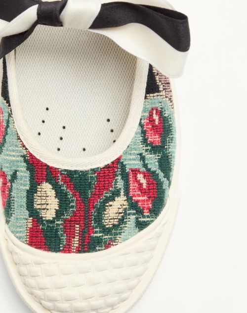Valentino Garavani - Ballerina Bay By Bay Sneaker In Jacquard Fabric With Floral Embroidery - Black/multicolour/ivory - Woman - Sneakers