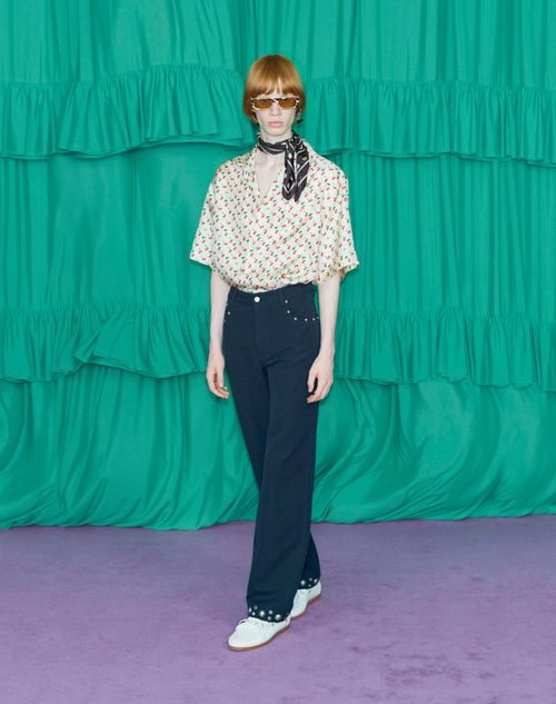 Valentino - Cotton Poplin Bowling Shirt With Cherryfic Print - Butter - Man - Shirts