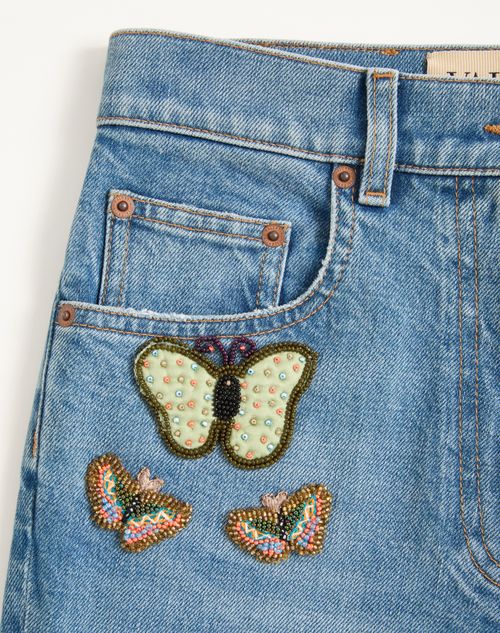 Valentino - Embroidered Denim Trousers - Blue - Woman - Denim