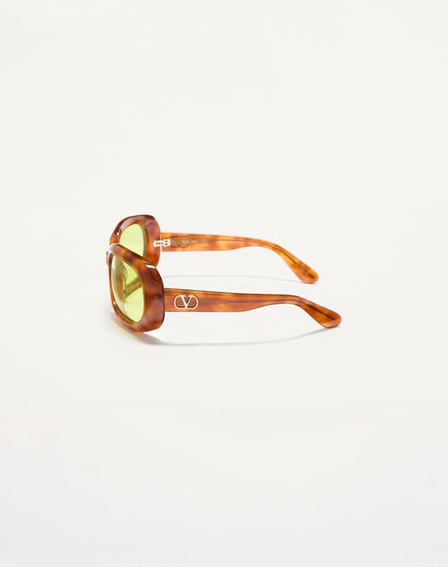 Valentino - Oval Wrap-around Acetate Frames - Medium Havana/acid Green - Unisex - Eyewear