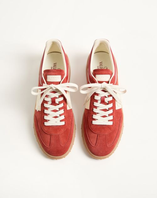 Valentino Garavani - Upvillage Low Top Trainer In Split Leather And Calfskin Nappa Leather - Red/ivory - Man - Trainers