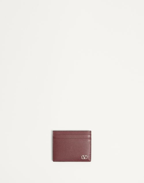 Valentino Garavani Garavani Vlogo Signature Cardholder In Grainy Calfskin In Brown