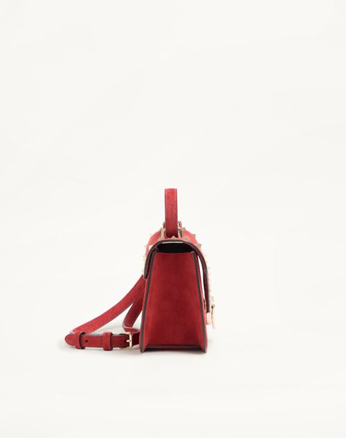 Valentino Garavani - Valentino Garavani Rockstud Small Shoulder Bag In Suede - Red - Woman - Shoulder Bags