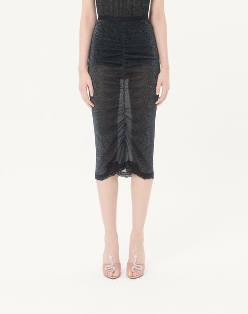Valentino - Lurex Knit Skirt - Black/silver - Woman - Skirts