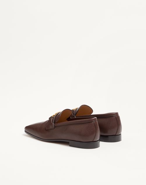 Valentino Garavani - Vlogo Signature Kidskin Moccasin - Brown - Man - Loafers And Driver