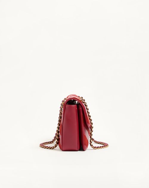 Valentino Garavani - Borsa Media Con Catena Valentino Garavani Djuna In Suede E Nappa Motivo Chevron - Rosso - Donna - Borse A Spalla
