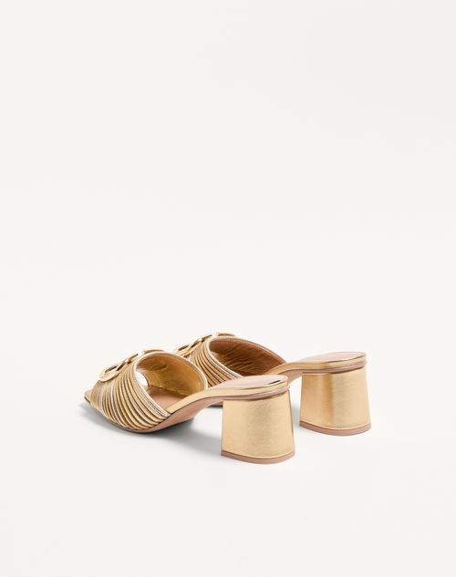 Valentino Garavani - Metallic Vlogo Signature Slide Sandal With Cornely Embroidery 60mm - Gold - Woman - Sandals