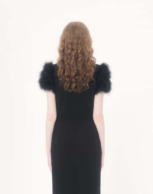 Valentino - Wool Knit Cardigan With Feathers - Black - Woman - Knitwear