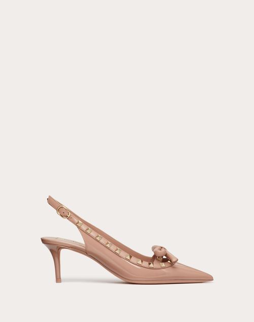 VALENTINO GARAVANI VALENTINO GARAVANI ROCKSTUD BOW SLINGBACK PATENT LEATHER PUMP 60MM WOMAN ROSE CANNELLE 41.5