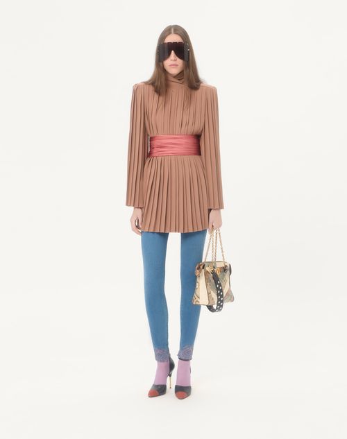 Valentino - Plissiertes Cady Couture Top - Terrakotta - Frau - Blusen Und Tops